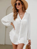 Swim Summer Beach Solid Button Front Kimono