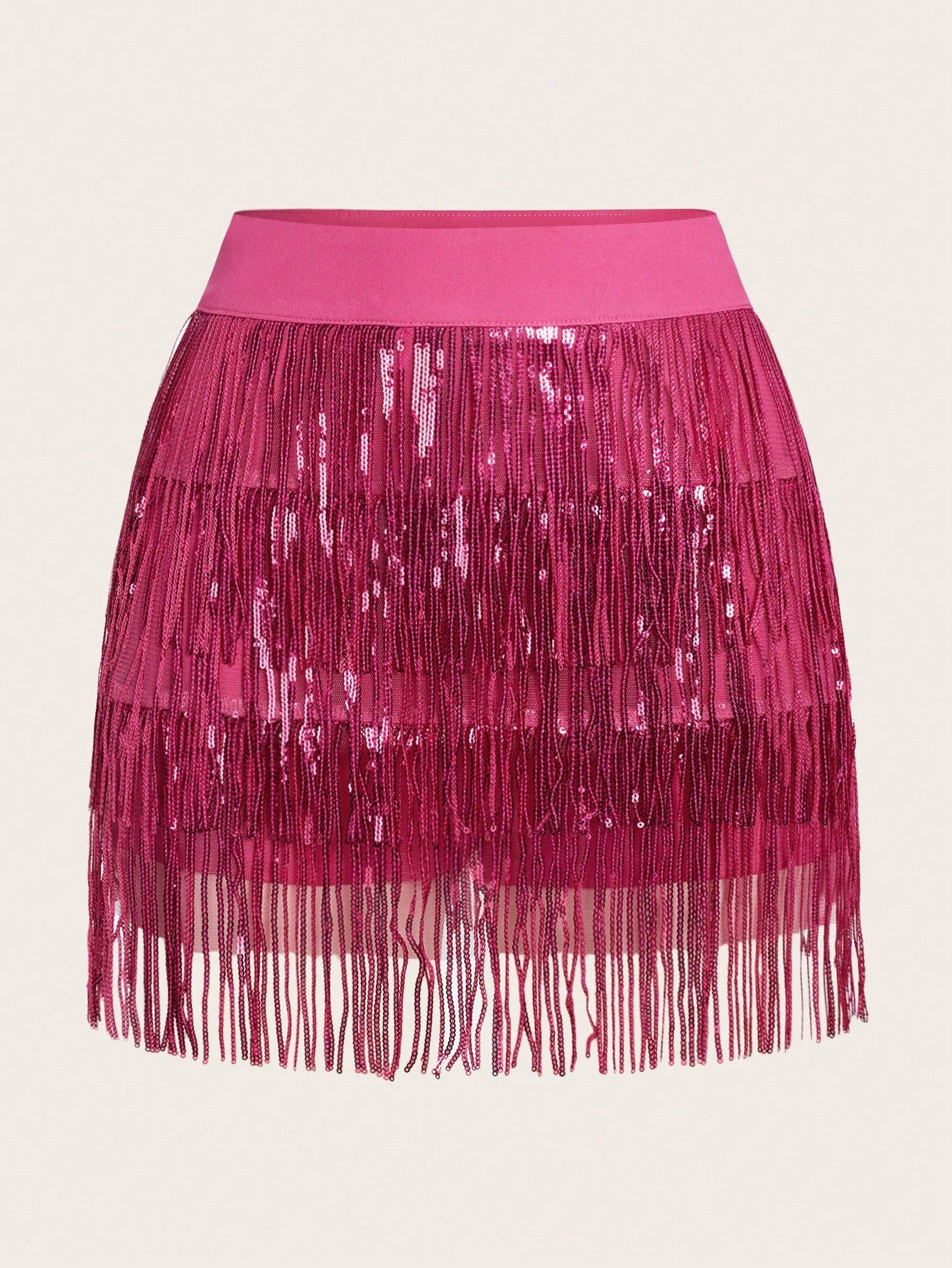 Summer Spring Outfits Music Festival & Party Outfits Ladies" Two-Tone Fringed Sequined Multi-Piece Short Skirt