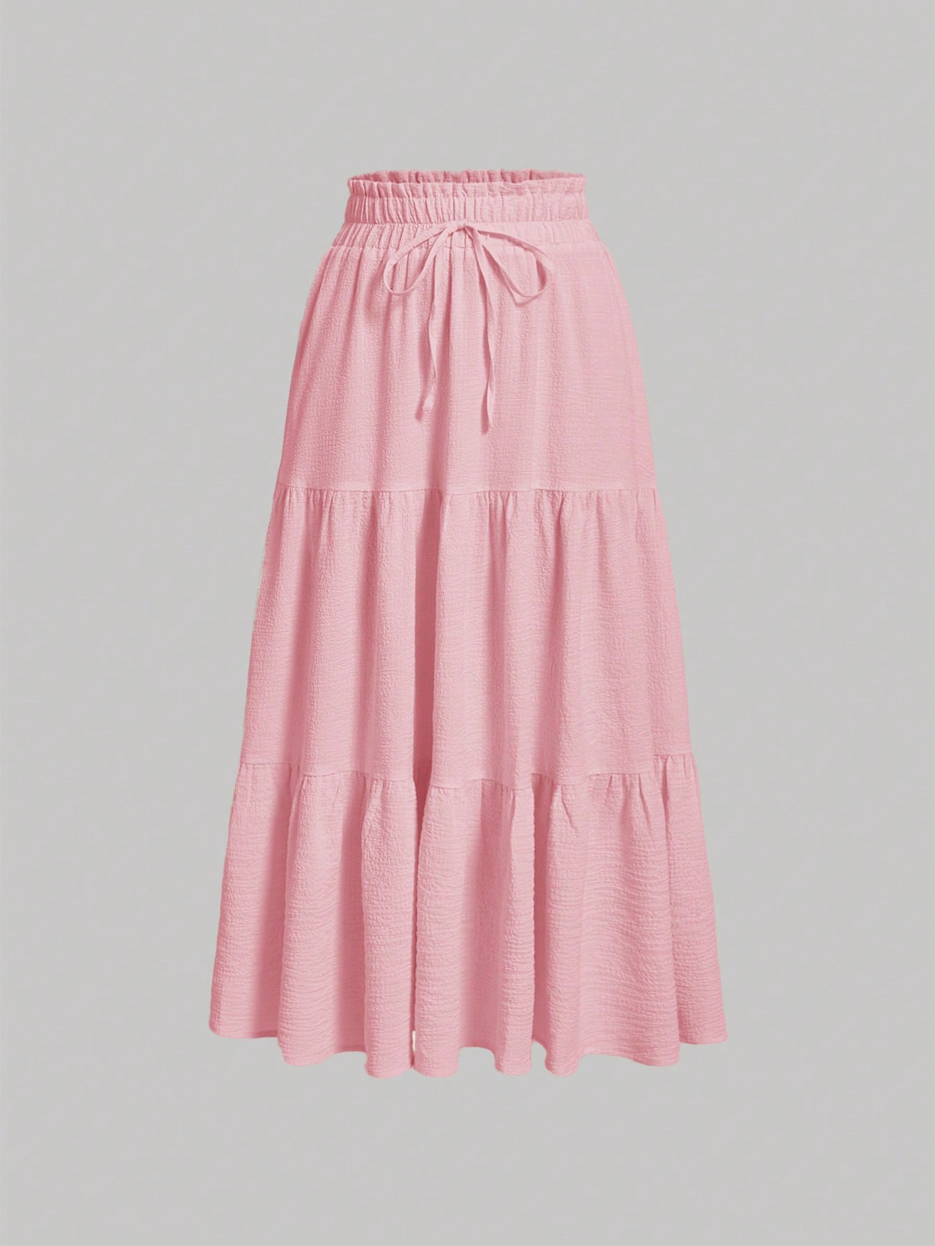 Solid Drawstring Waist Ruffle Hem Skirt