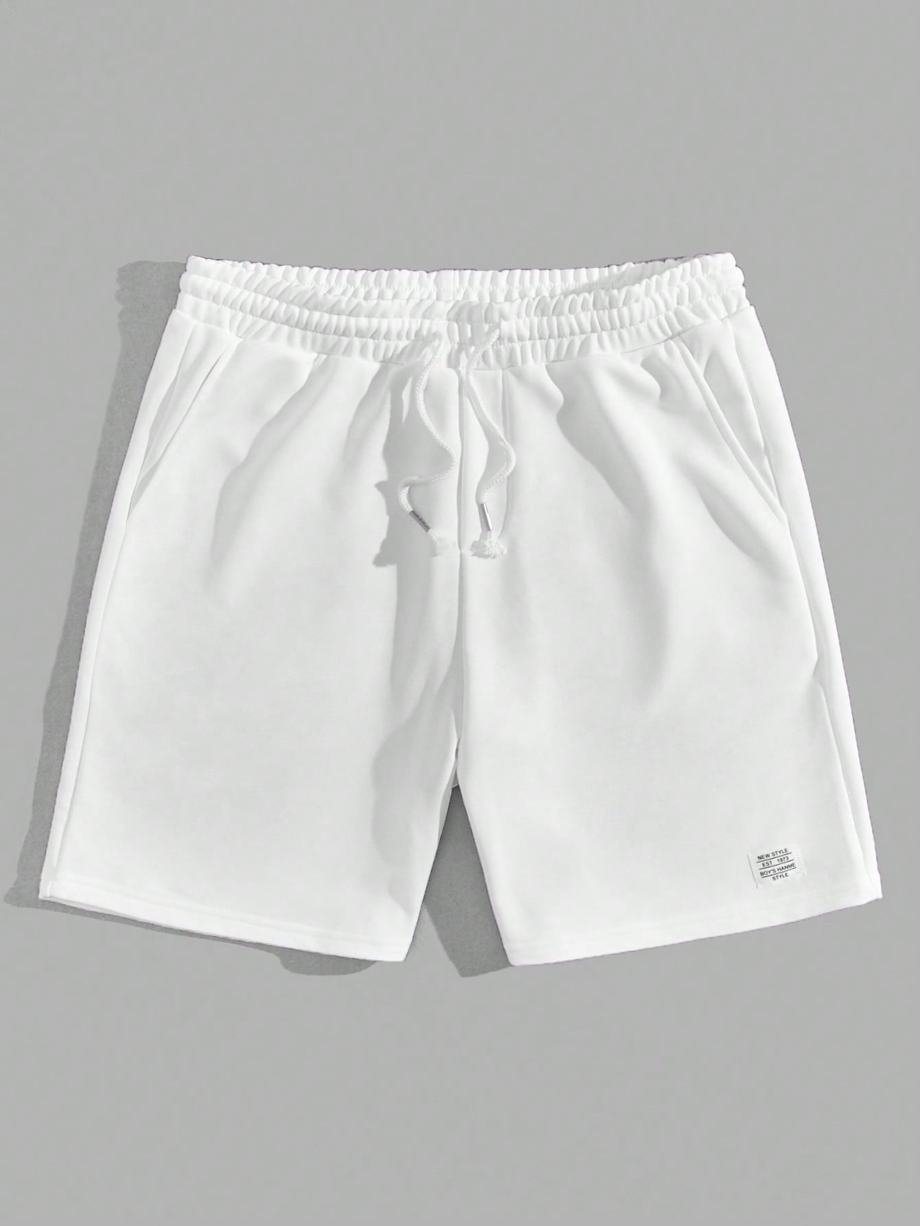 Men Letter Patched Drawstring Waist Shorts