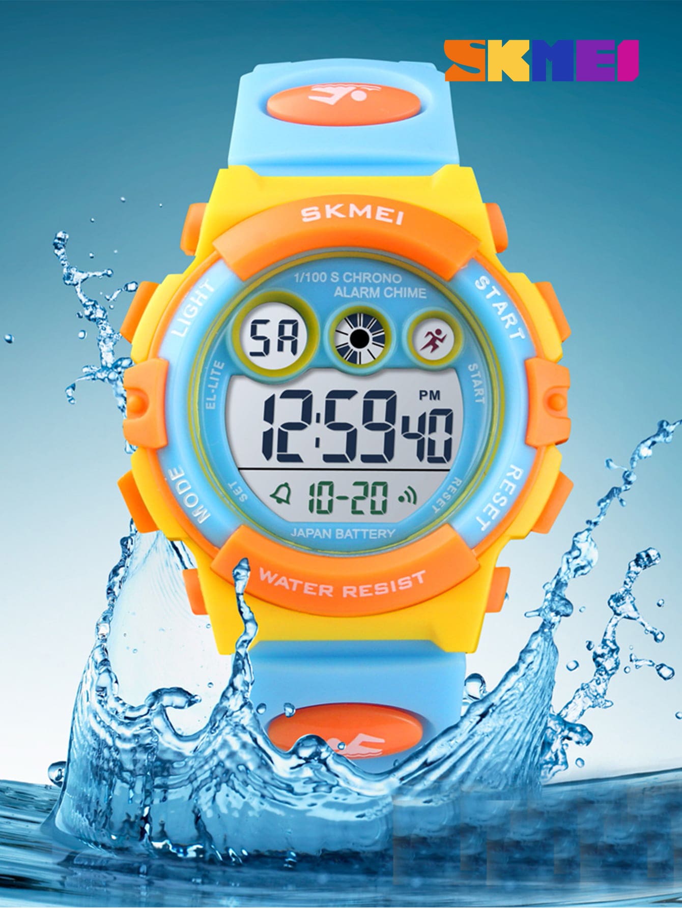 Kids Water Resistant Round Pointer Date Electronic Watch