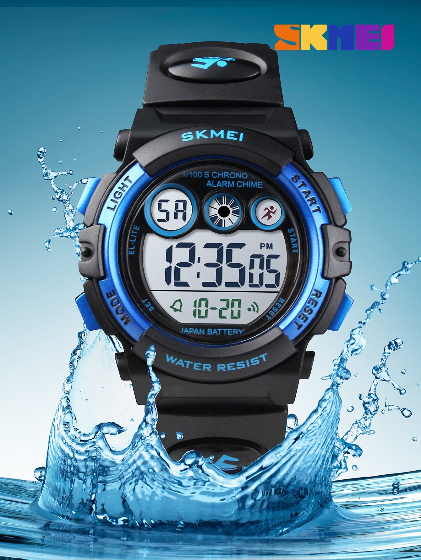 Kids Water Resistant Round Pointer Date Electronic Watch