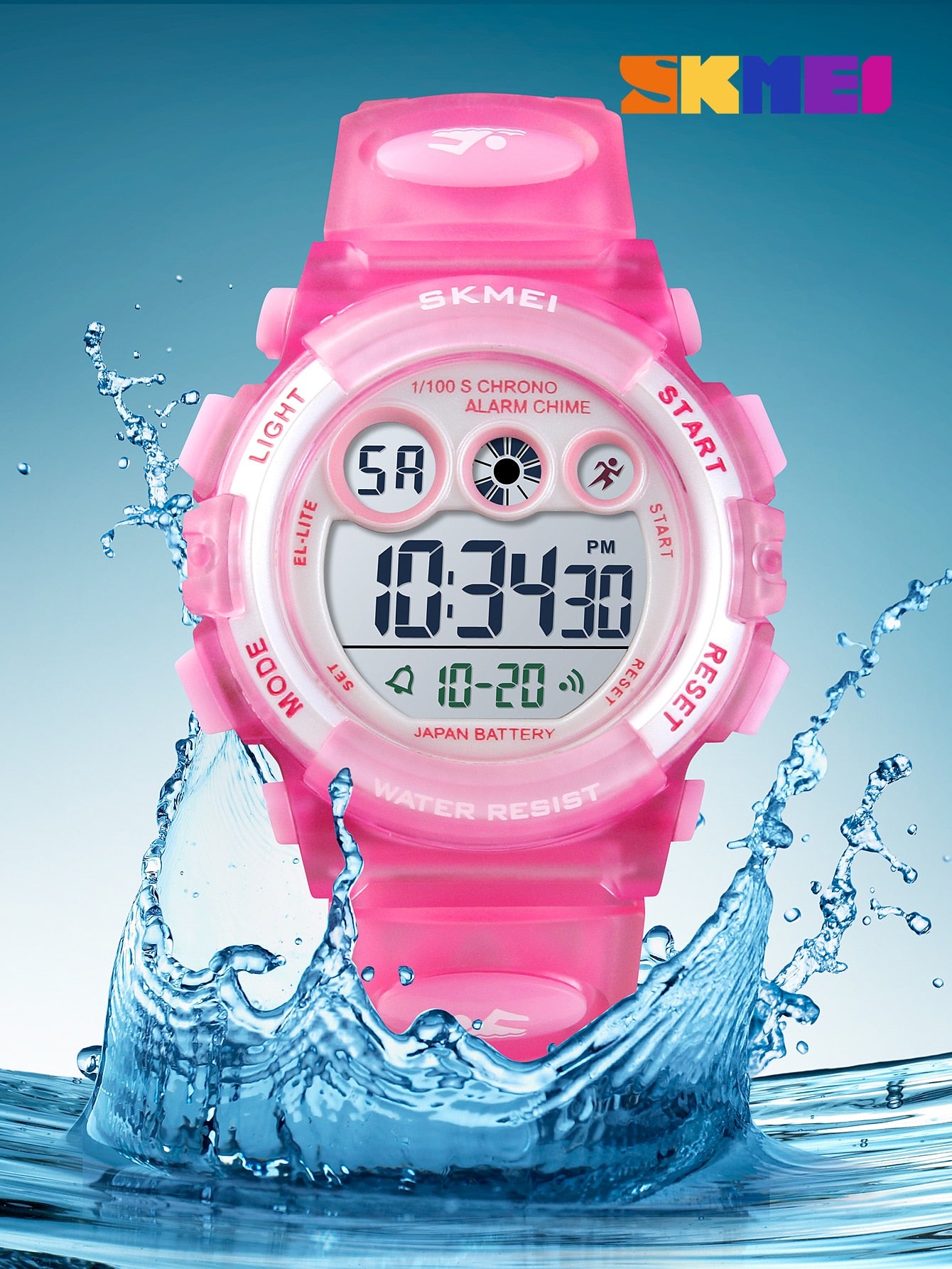 1pc Kids Pink TPU Strap Sporty Water Resistant Round Dial Digital Watch For Daily Life