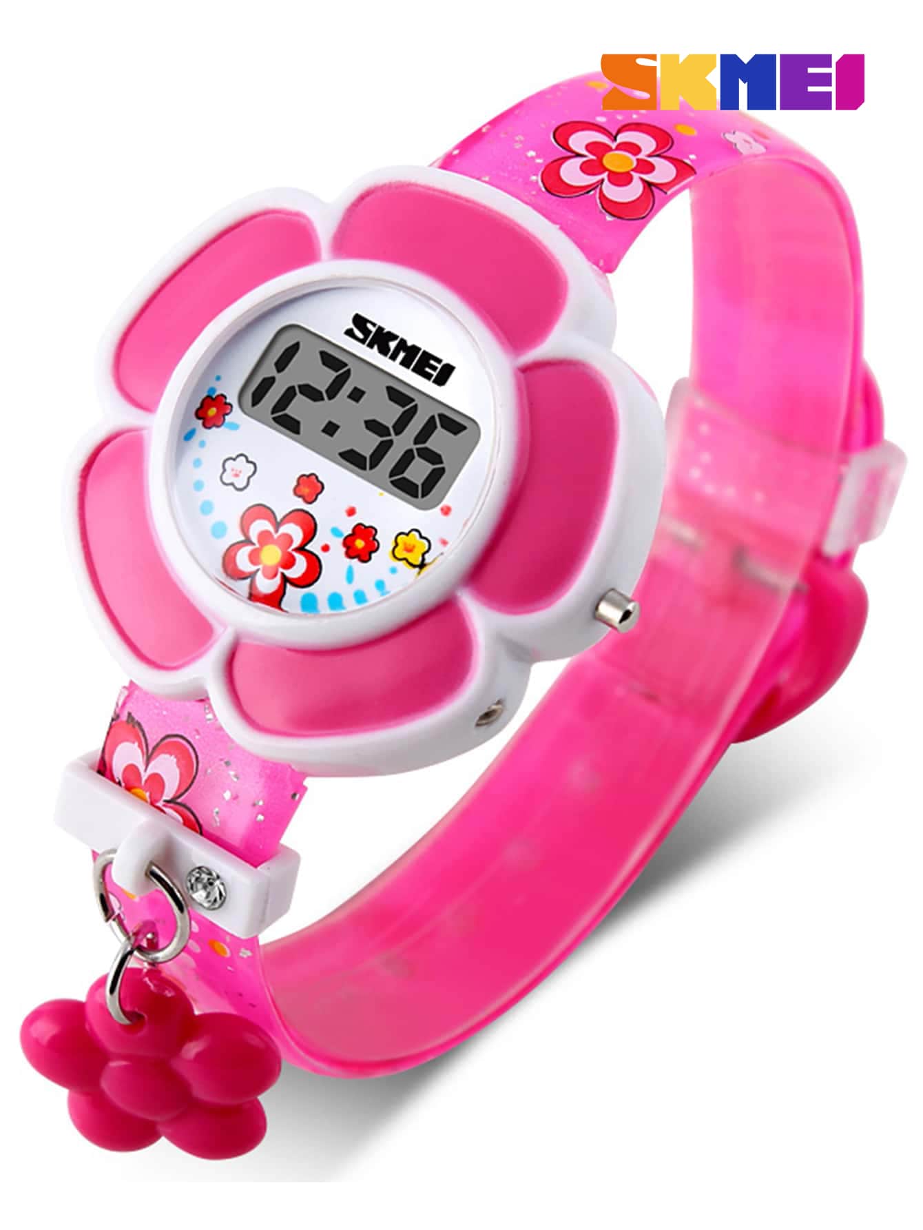 Kids Flower Print Strap Electronic Watch