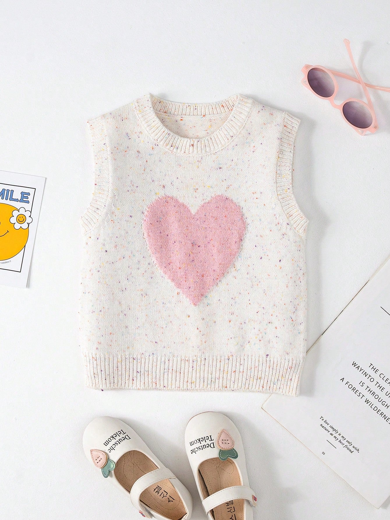 Young Girl Heart Pattern Sweater Vest