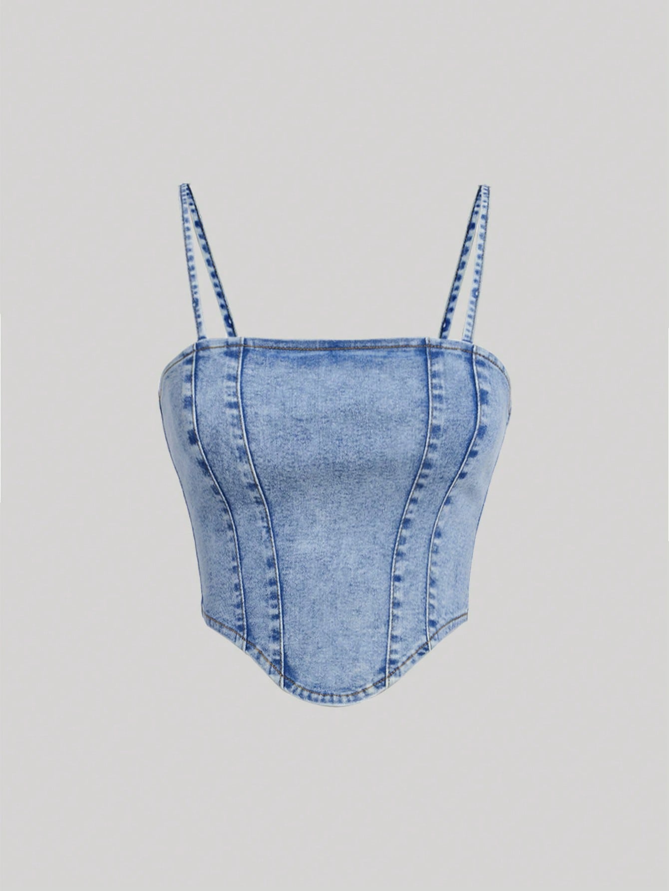 Teen Girl Asymmetrical Hem Cami Denim Top