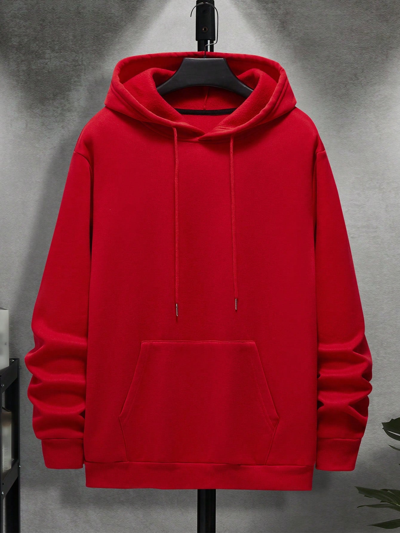 Men Kangaroo Pocket Drawstring Thermal Hoodie