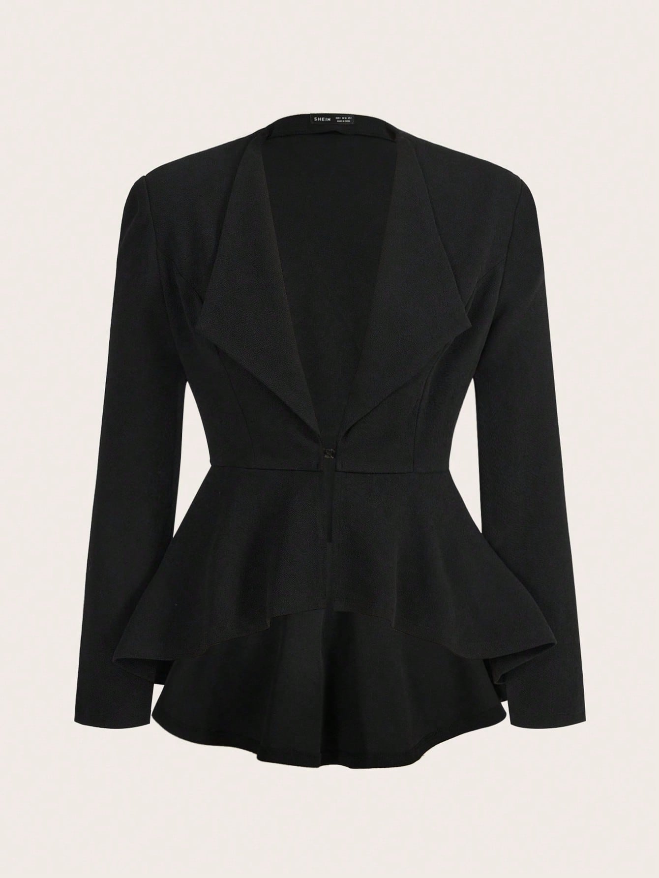 Waterfall Collar Ruffle Hem Blazer