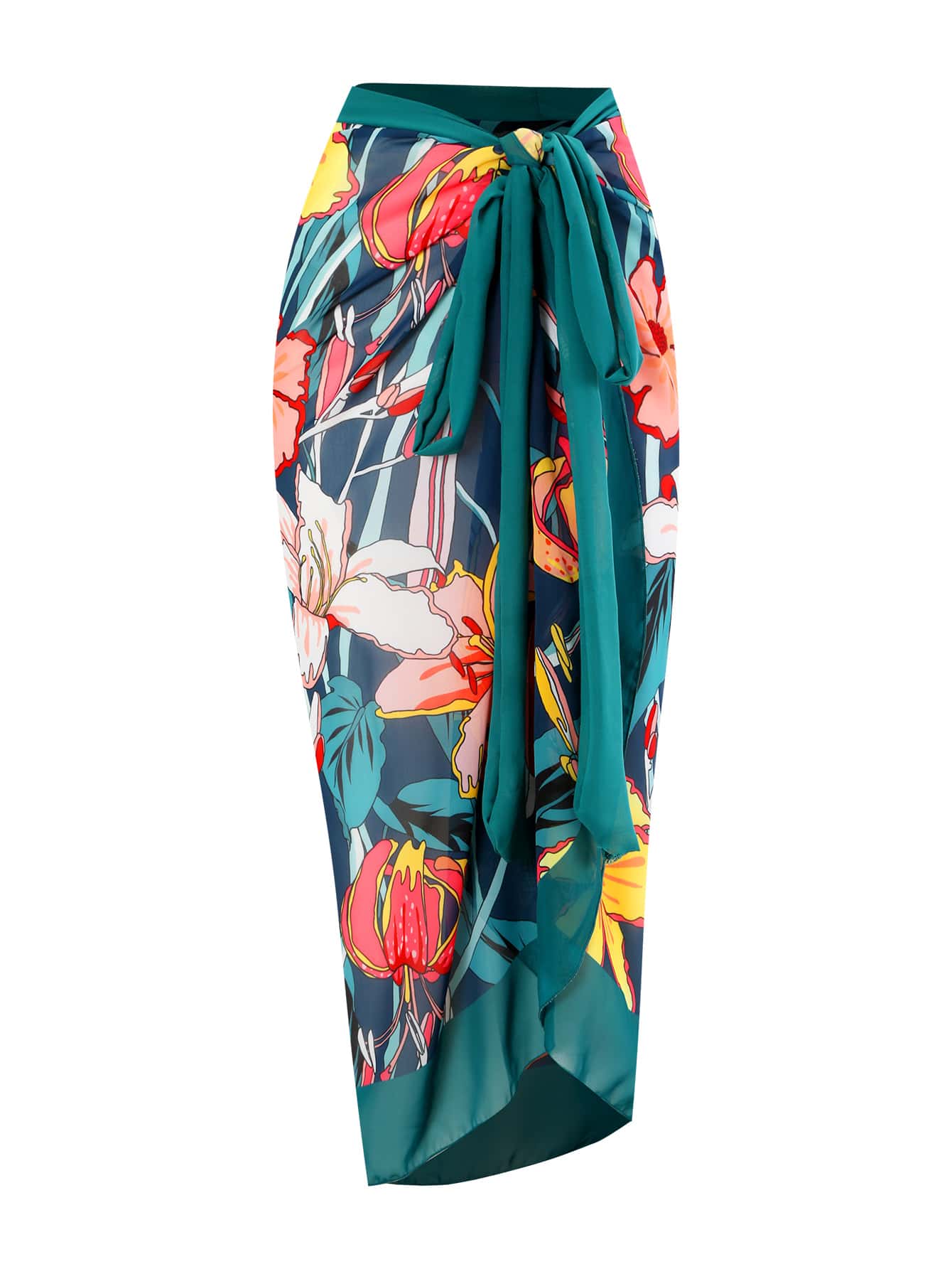 Women's New Sexy Floral Printed Chiffon Beach Skirt, Slim-Fit