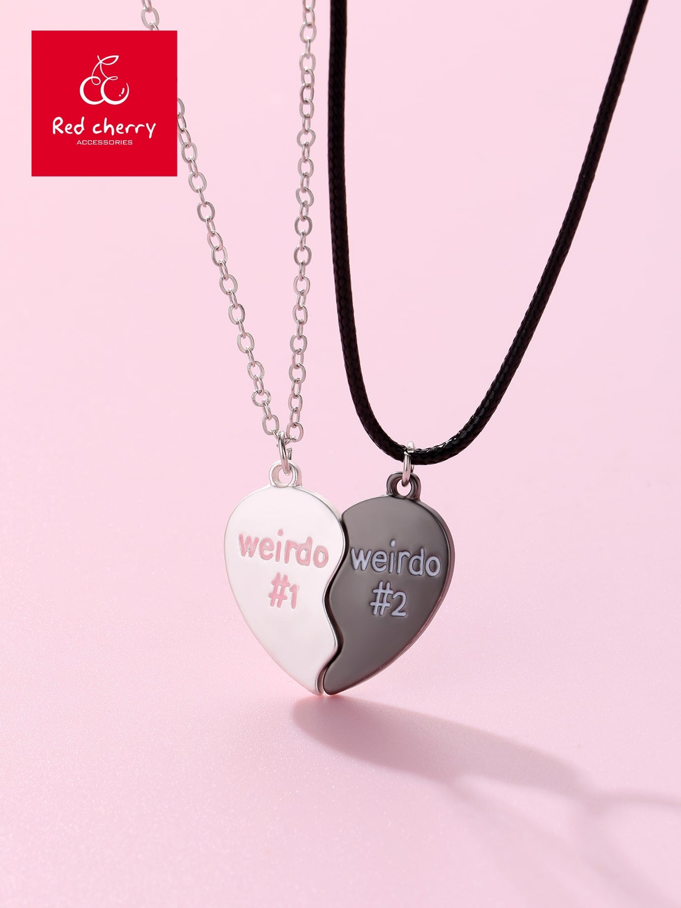 2pcs/set Half Heart Shaped Zinc Alloy Alphabet Design Oil Drop & Magnetic Pendant Necklace For Girls, Best Friends Jewelry Accessory