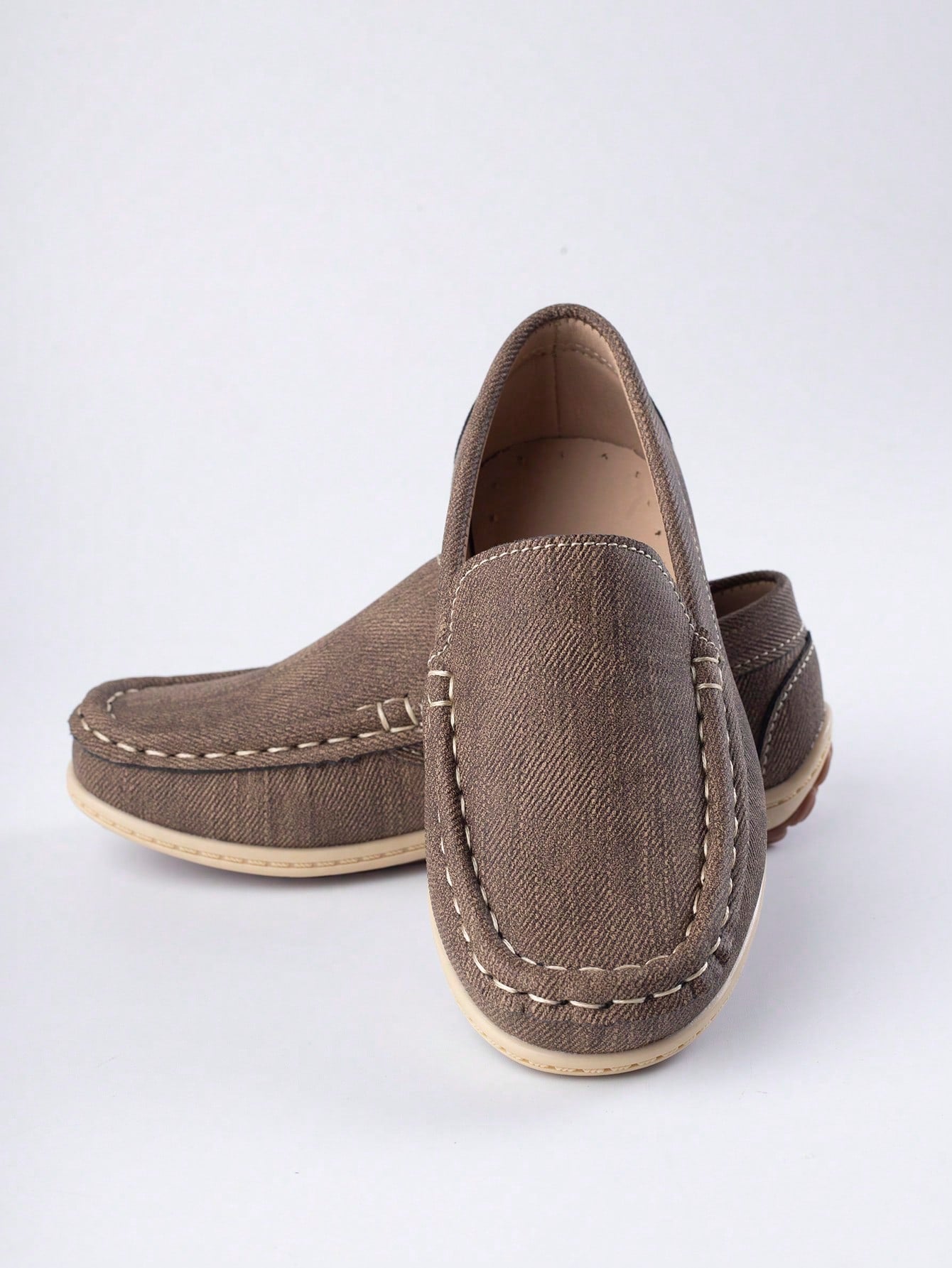 Comfortable And Breathable Brown Kids' Outdoor Loafers With Flat Soles