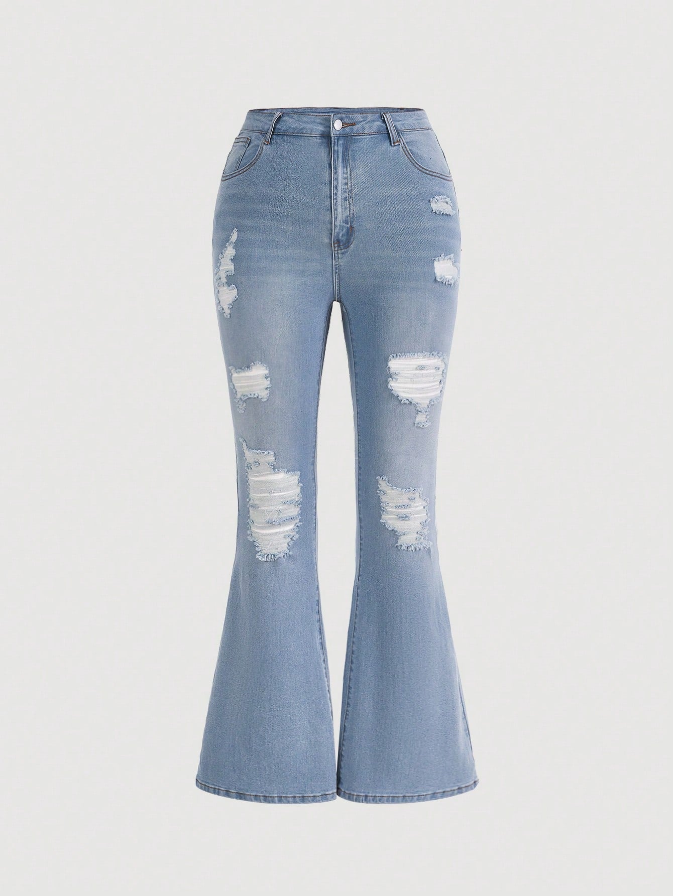 Plus Ripped Flare Leg Jeans