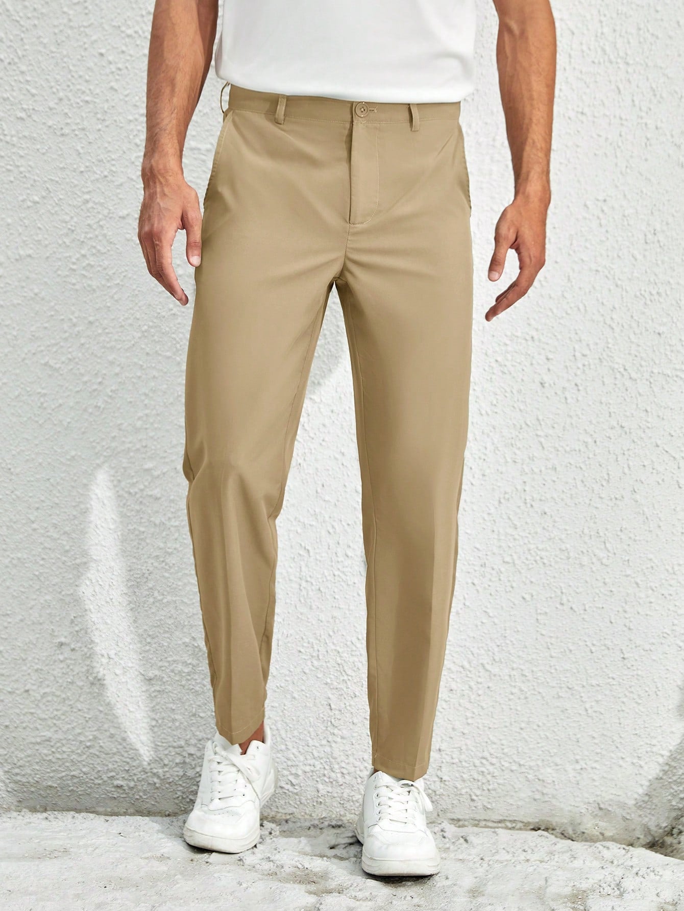 Men's Casual Solid Color Tapered Suit Pants