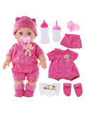 12 Inch Baby Doll with Clothes and Accessories, Alive Newborn Reborn Baby Doll Feeding and Caring Set with Baby Bottles Diaper Nipple for Little Girls Pretend Play Set……
