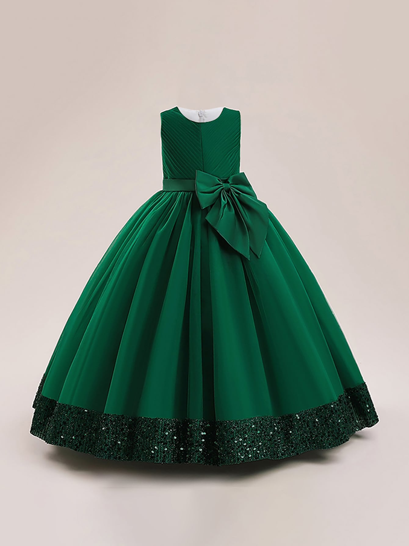 Tween Girls' Formal Dress With Mesh Overlay, Bow, And School Style Skirt