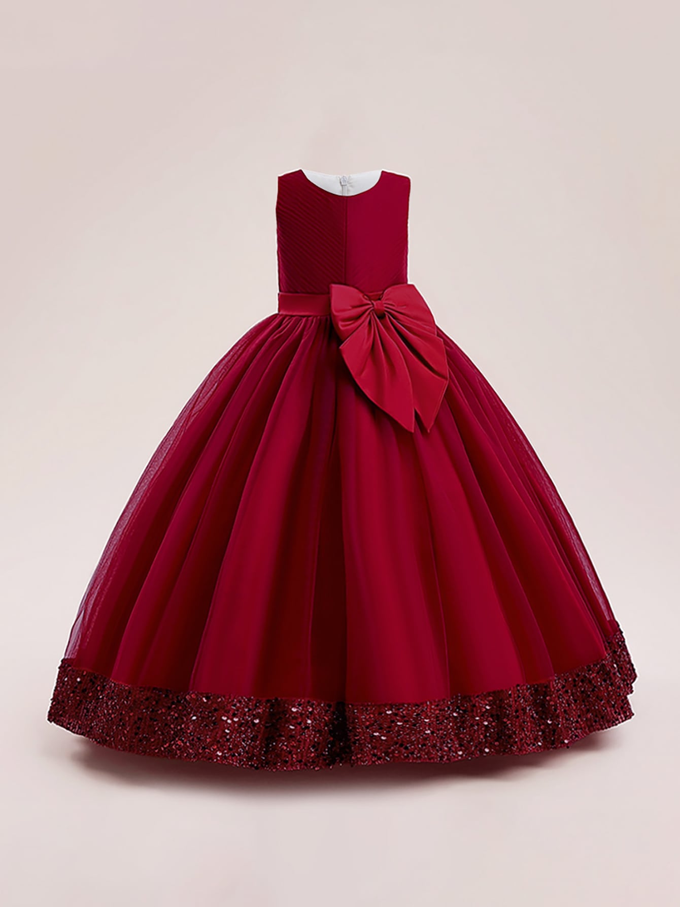 Tween Girl's Formal Dress Mesh Bowknot Party Dress, Academy Style Dress