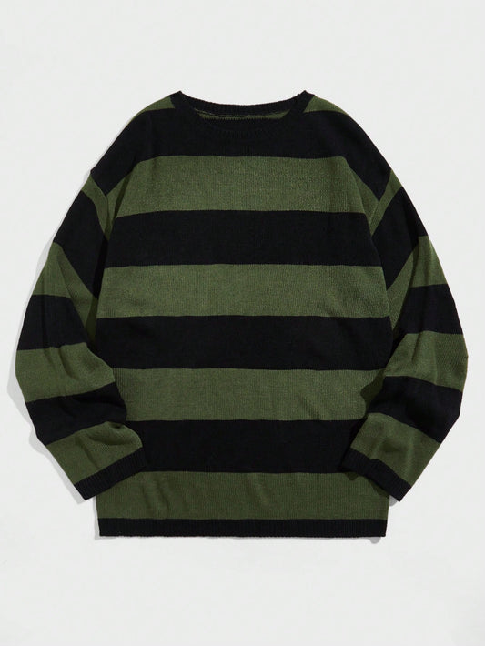 Men Striped Color-Block Sweater