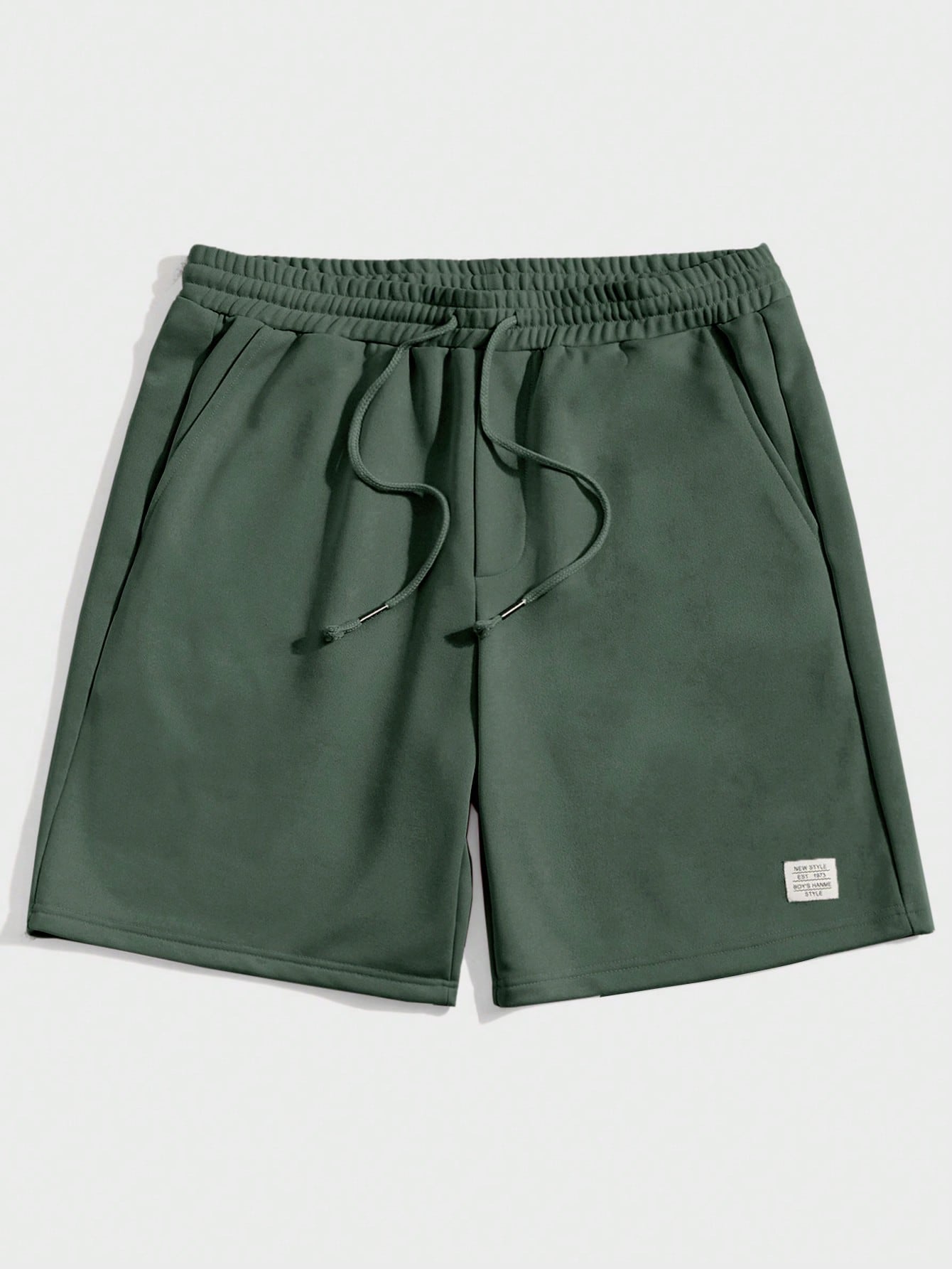 Men Letter Patched Drawstring Waist Shorts