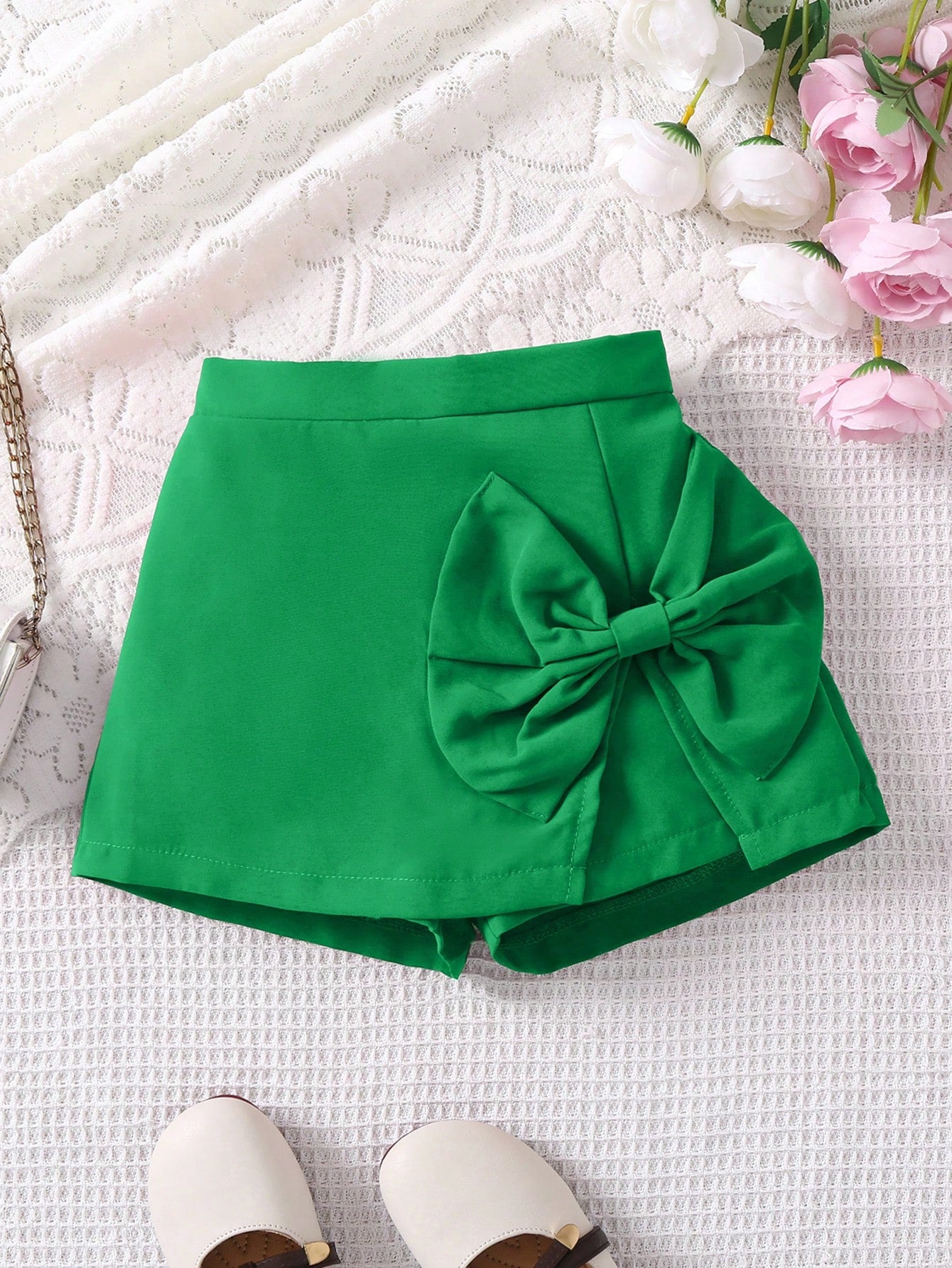 Young Girl Casual And Commuting Elegant Shorts With 3D Bow, College Style