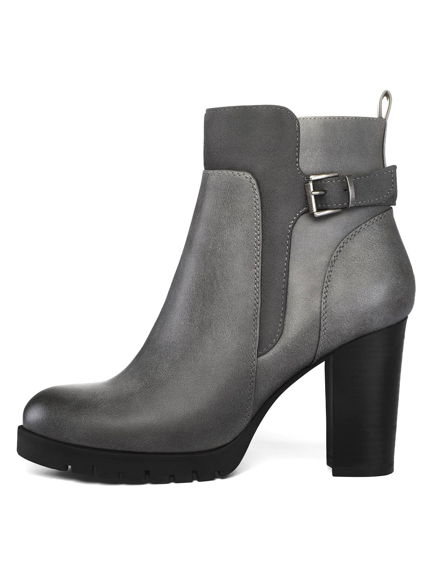 Women Ankle Boots Fashion Ladies Chunky Stacked High Heel Zipper Booties