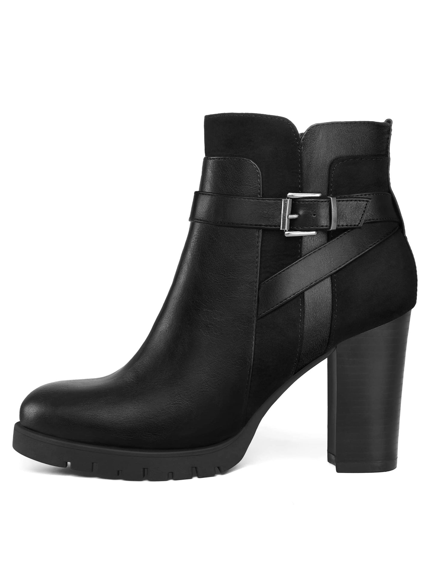 Women Ankle Boots Fashion Ladies Chunky Stacked High Heel Zipper Booties