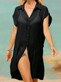 Swim Vcay Summer Beach Split Hem Button Front Kimono Without Bikini