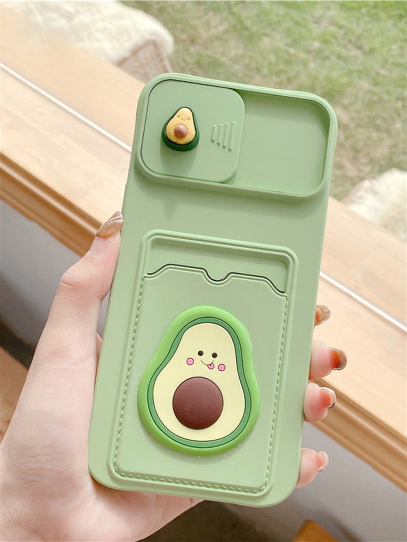 Summer Cartoon Avocado Decor Phone Case With Card Slot Compatible With IPhone15/15Plus/15Pro/15Promax