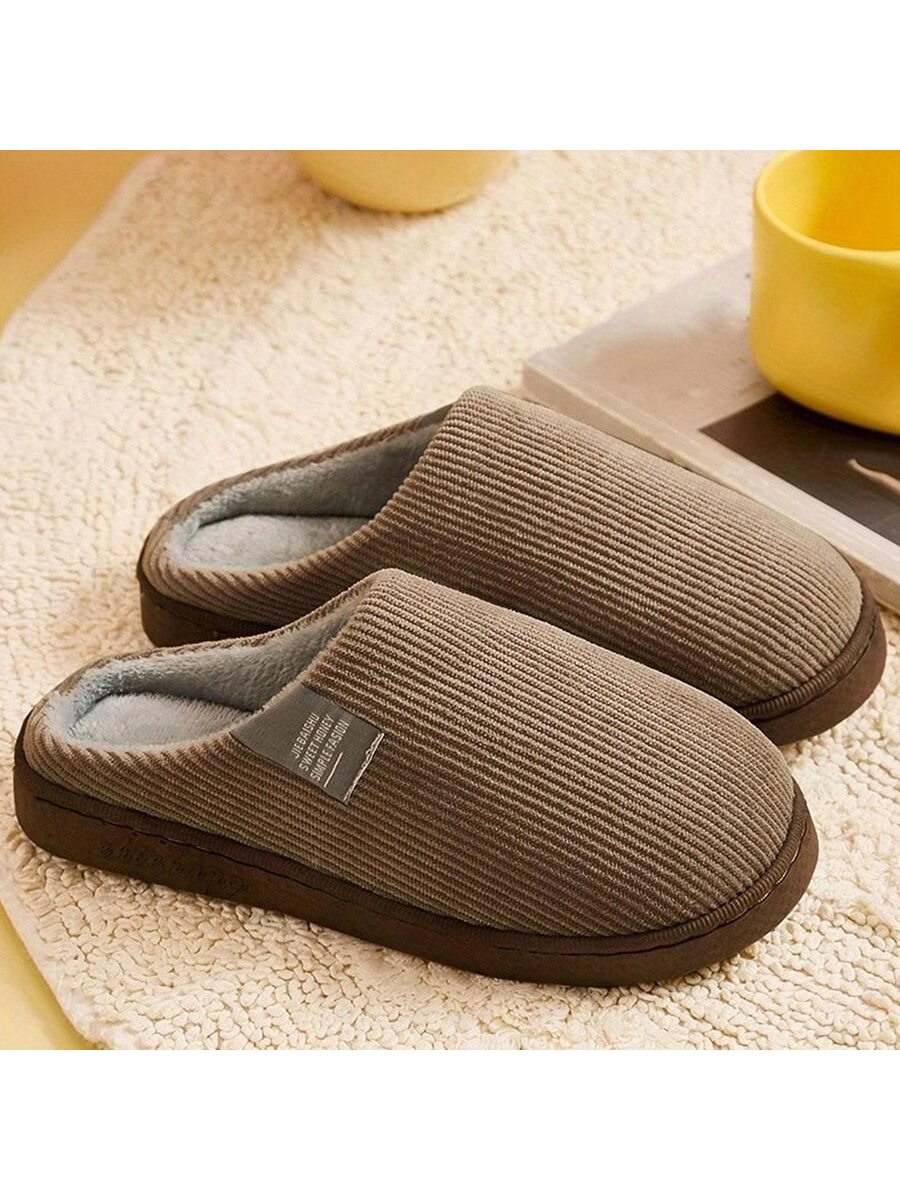 Warm Couples Slippers Women Home Used Thick-Soled Indoor Anti-Slip Slippers For Autumn, Winter, And Postpartum Period Men Fuzzy Winter Slippers