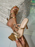 Women Square Toe Lace-Up Mule High Heels