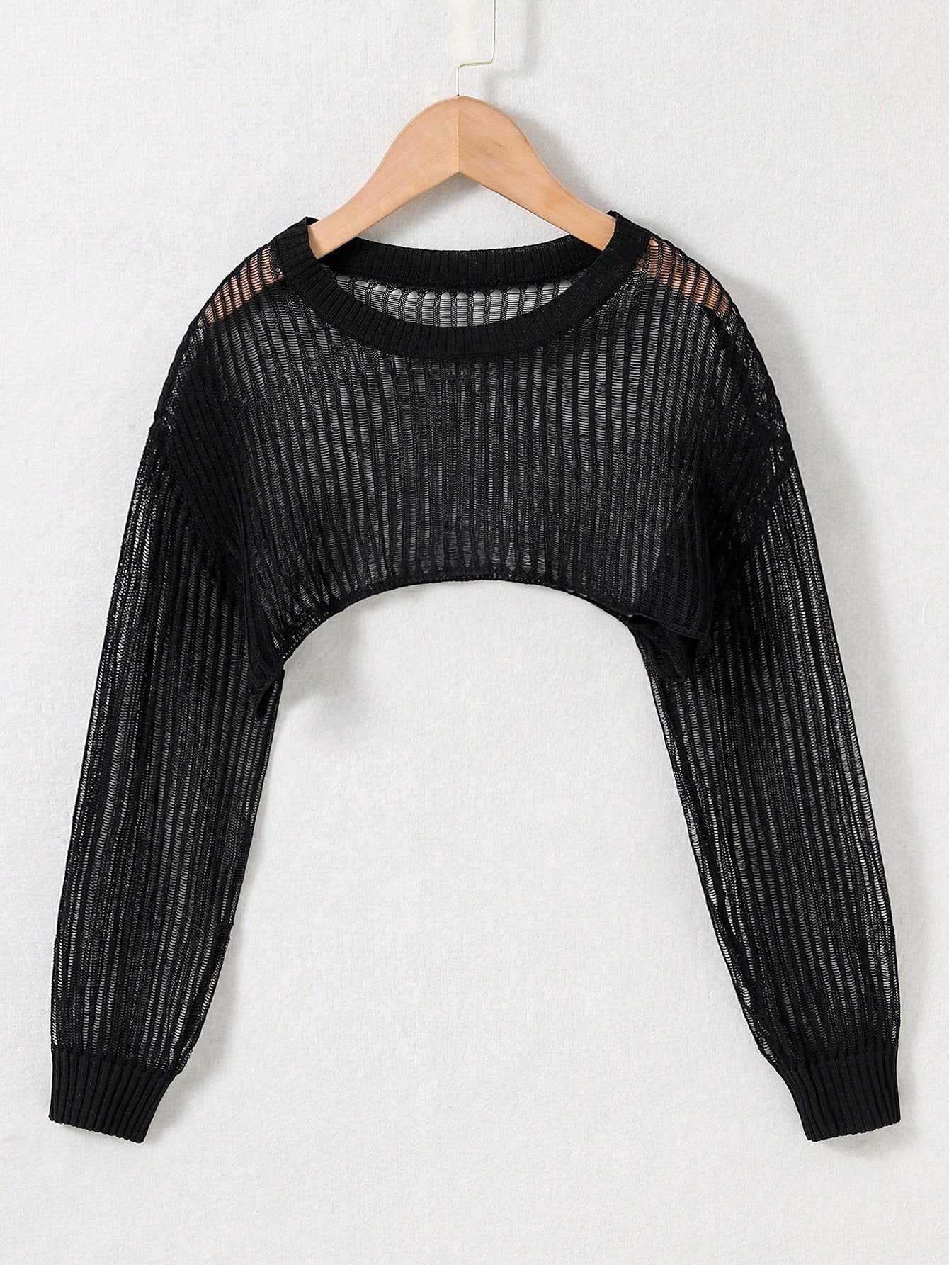 Tween Girl Solid Drop Shoulder Crop Sweater