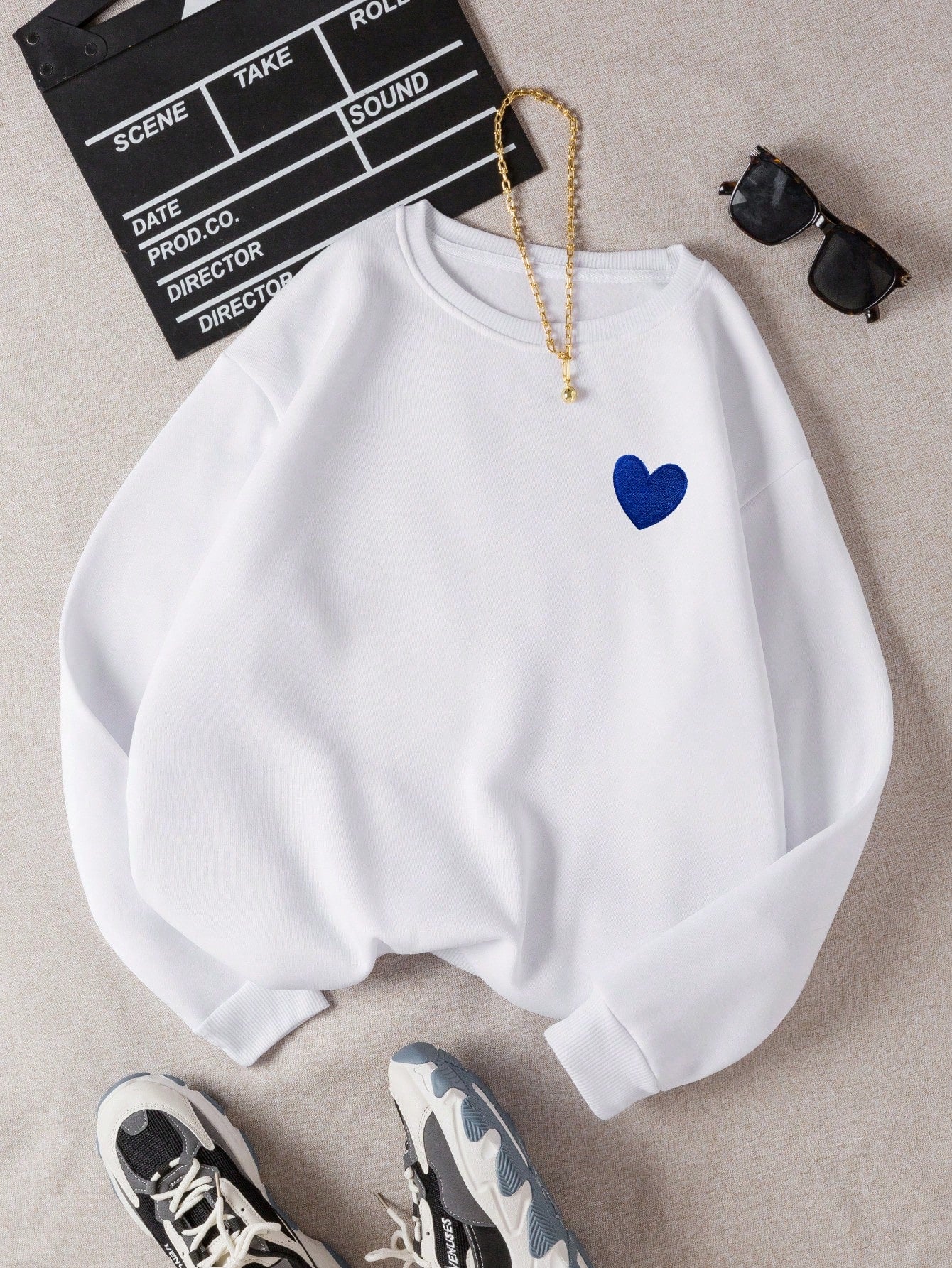 Heart Print Thermal Lined Sweatshirt