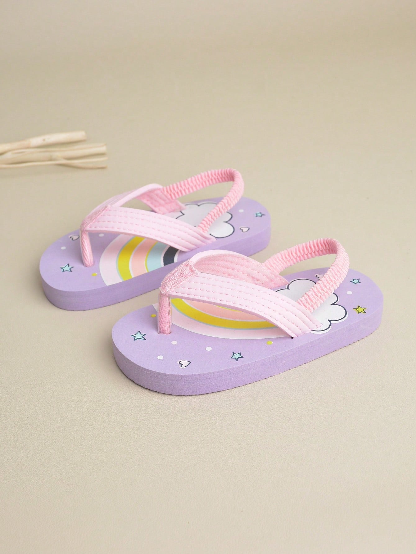 Girls' Rainbow Cartoon Pattern Simple & Comfortable Open Toe House Slippers (random Pattern)