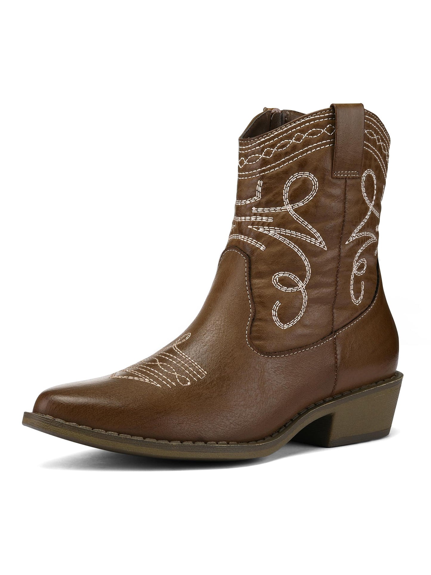 Women Western Cowboy Ankle Boots Short Cowgirl Low Heel Ladies Booties