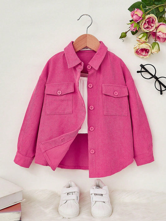 Young Girl Flap Pocket Drop Shoulder Coat