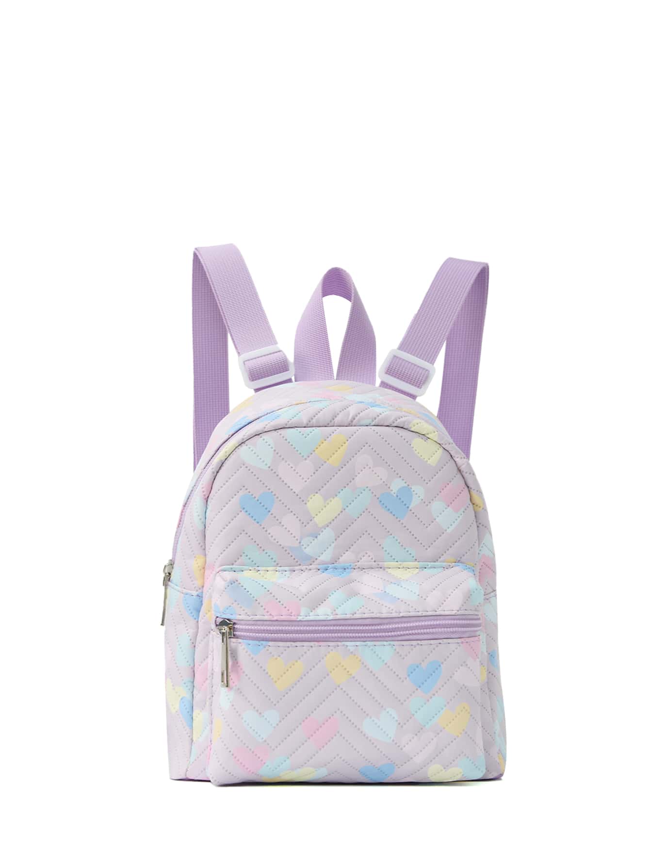 Girls Chevron Pattern Adjustable-strap Decor Zipper Classic Backpack