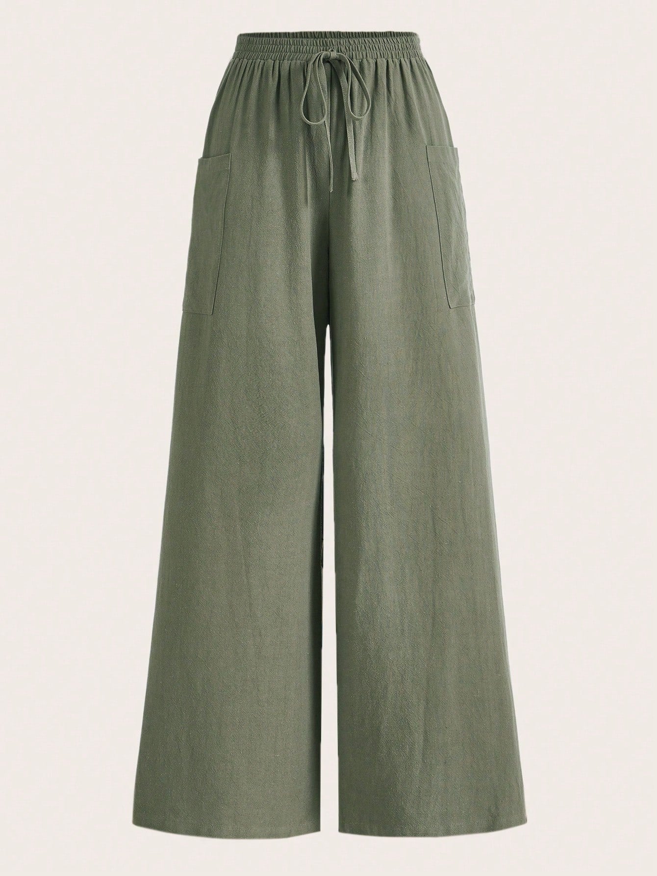 Drawstring Waist Wide Leg Pants