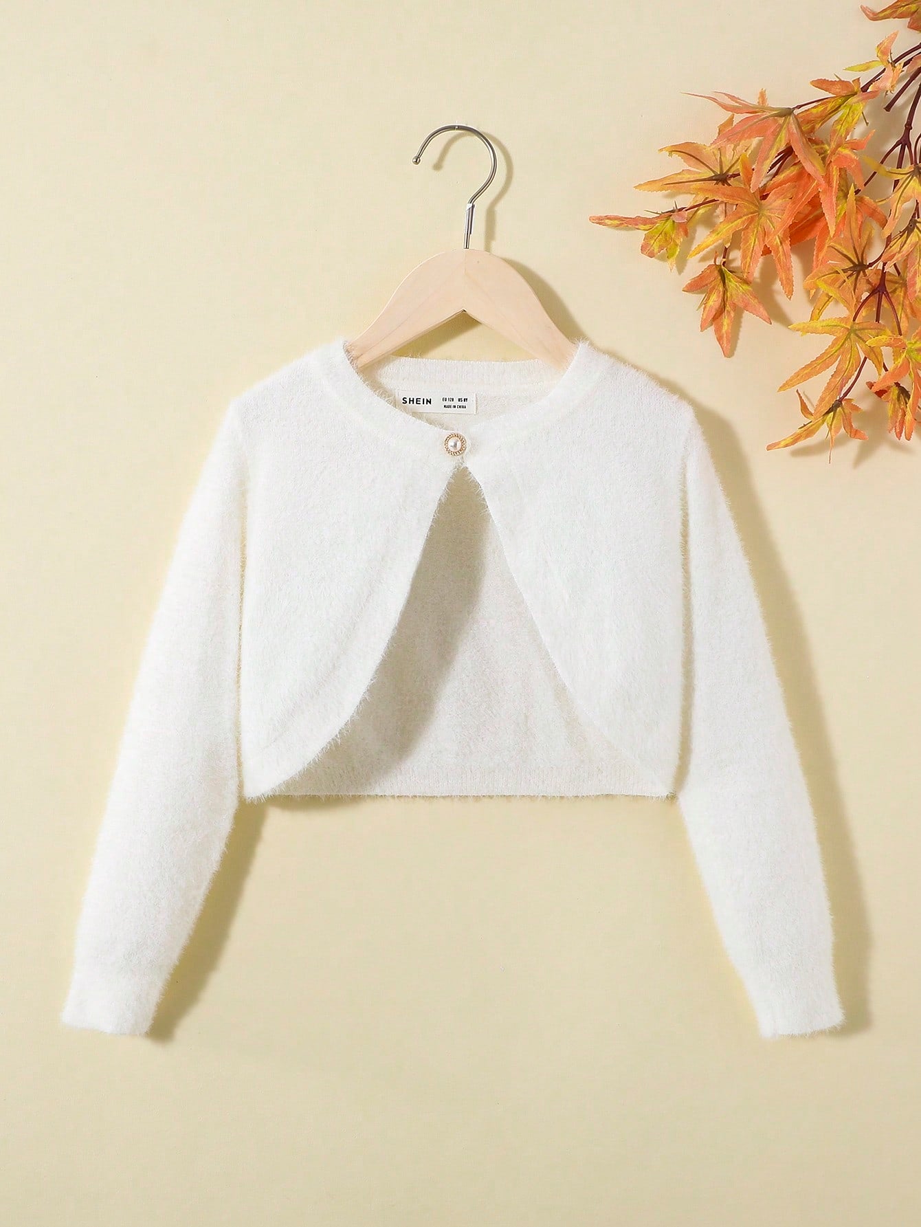 Young Girl Casual Long Sleeve Round Neck Cardigan Sweater