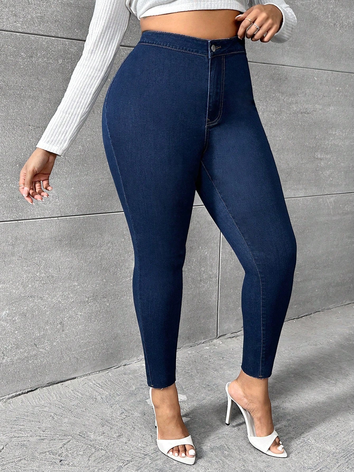 Plus High Waist Skinny Cropped Skinny Jeans