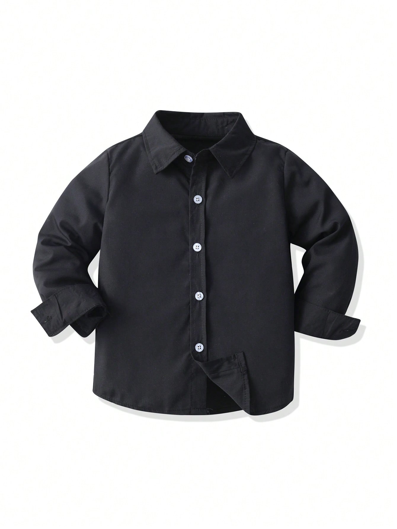 Young Boy Solid Button Front Shirt