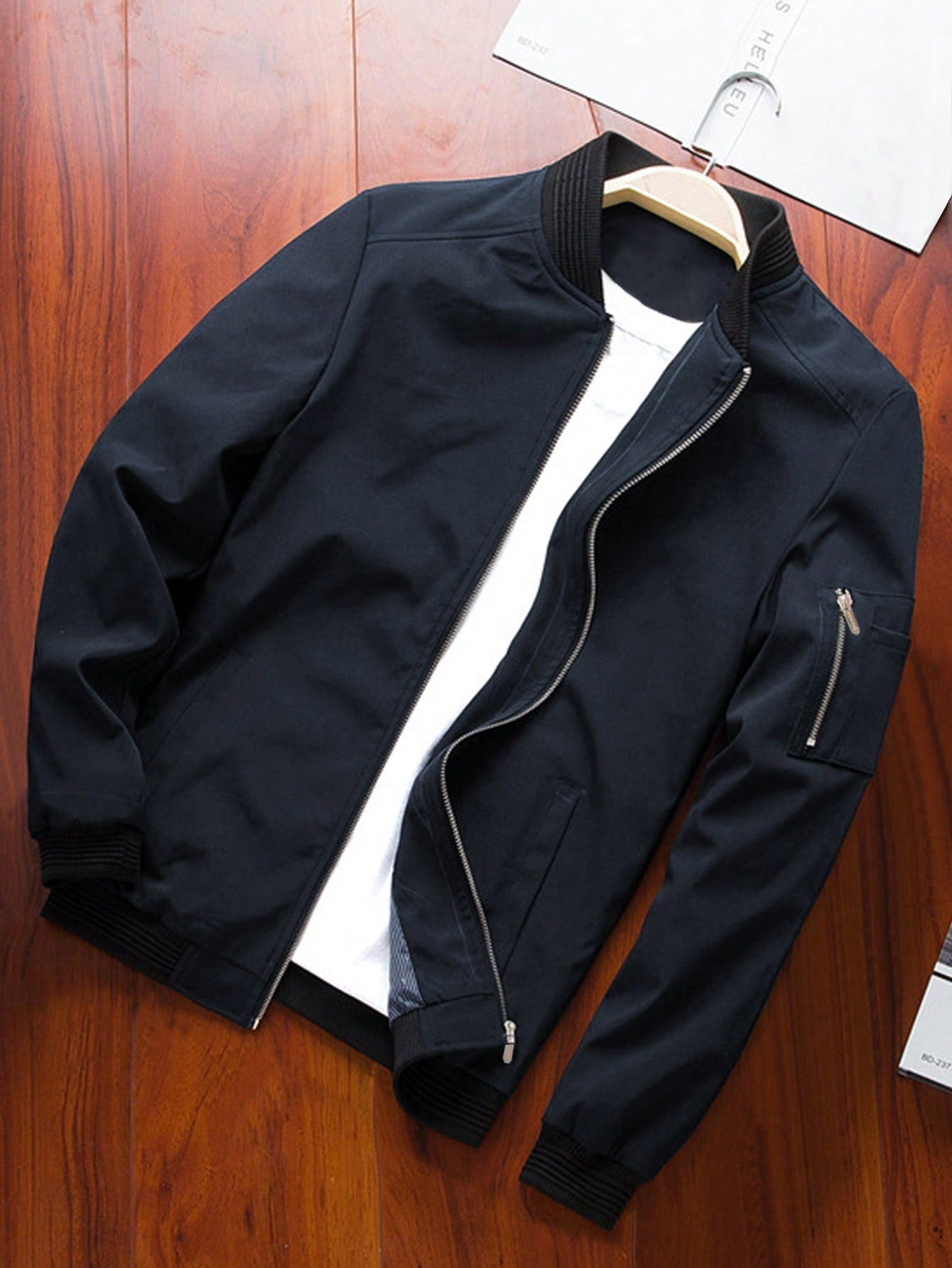 Men Zip Up Bomber Jacket Without Tee