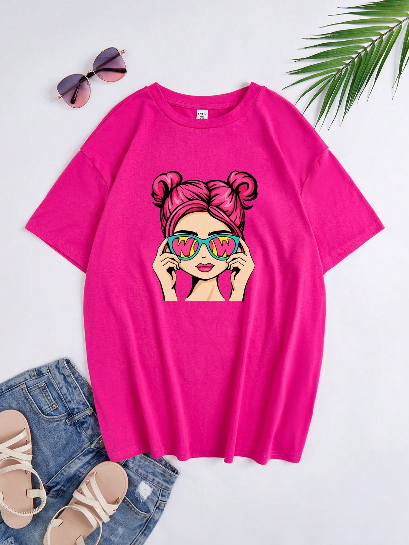 Teen Girl Letter Printed Short Sleeve T-Shirt, Suitable For Summer Casual Daily Wear