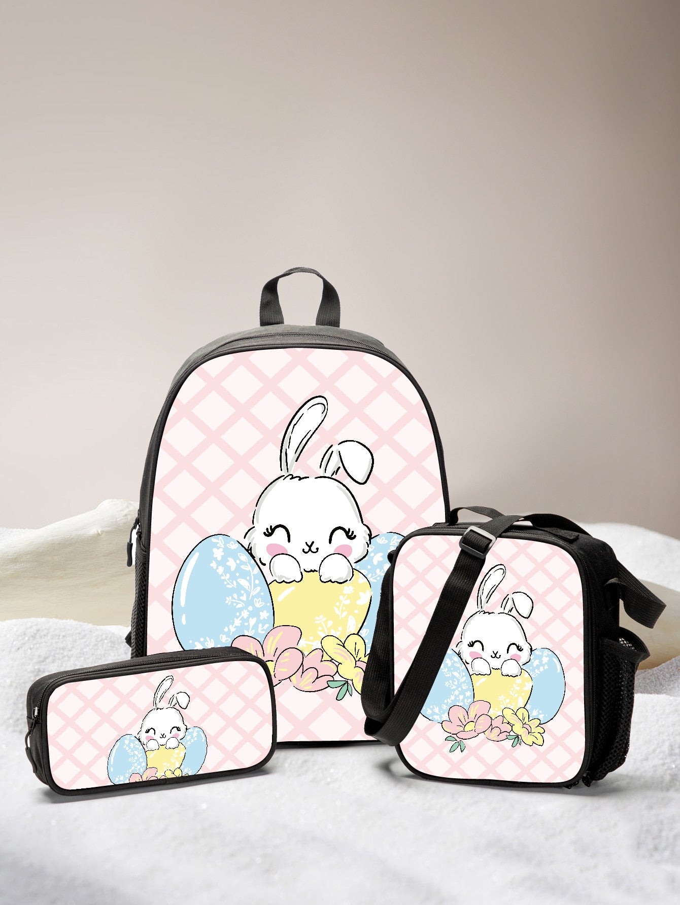 1set/3pcs Cartoon Printed Backpack For Boys/Girls, Polyester Material With Back Support And Adjustable Shoulder Straps, Zipper Closure, Suitable For Travel In All Seasons