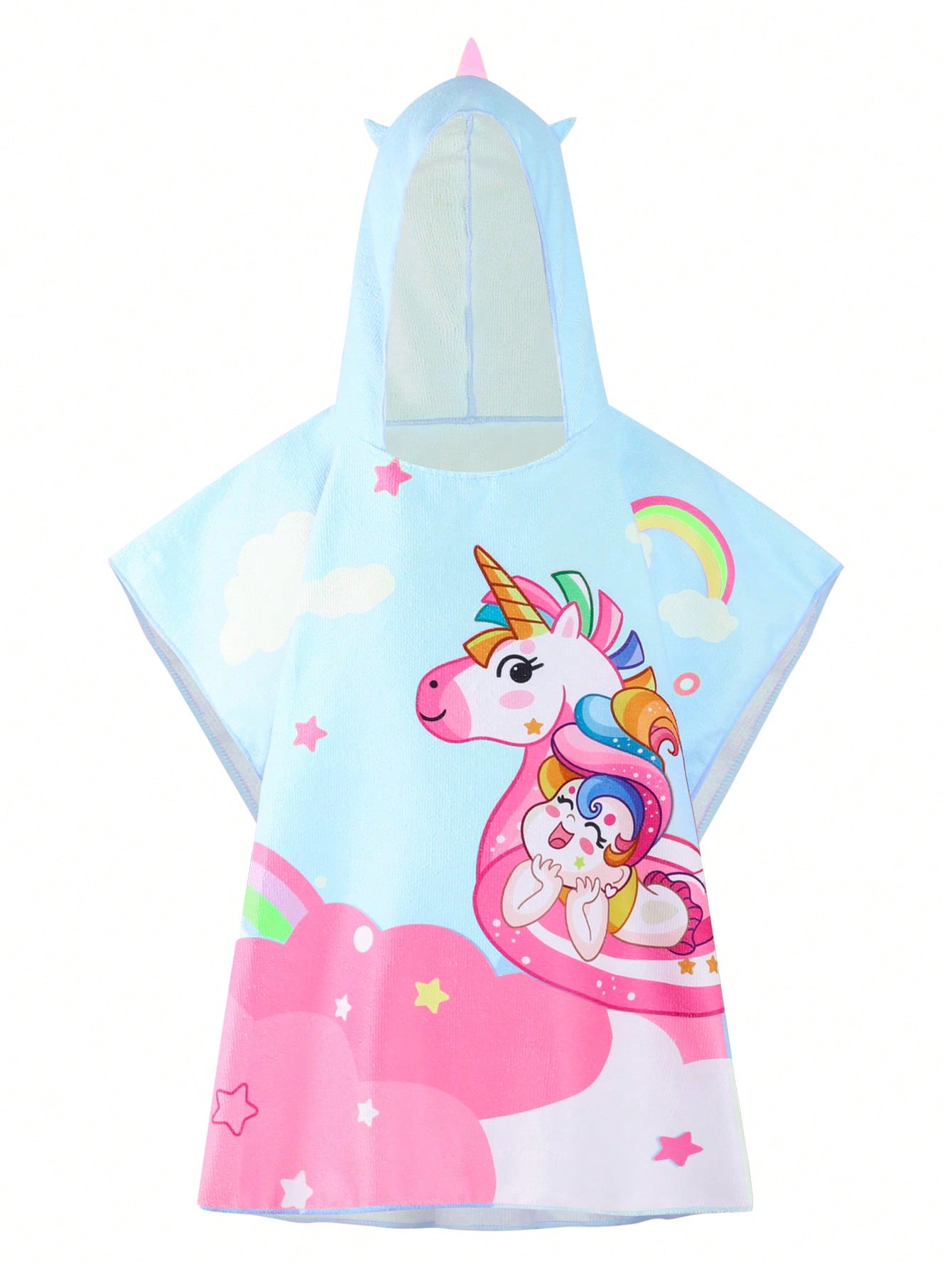 Young Girl Unicorn Print Hooded Cover Up