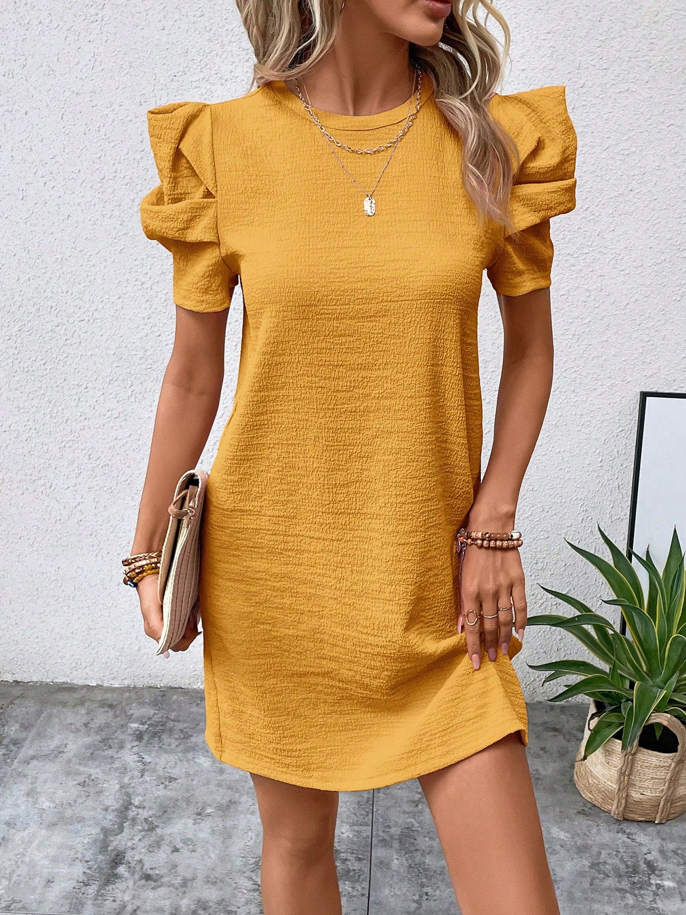 Puff Sleeve Textured Jacquard Women's Old Money Style Frenchies Teacher Clothes Back To School Fall Women Old Money Style Dress