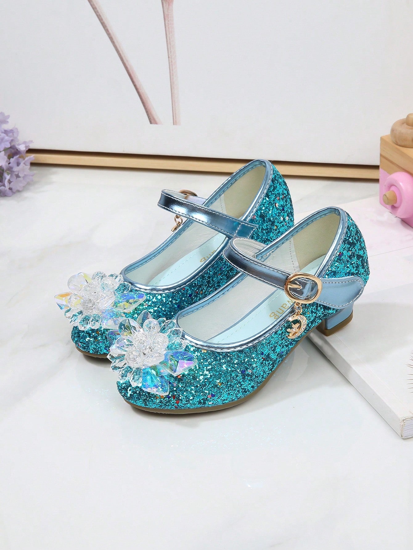 Girls' Fashion High Heel Shoes, Princess Style Crystal Dance Shoes For Children In Spring And Autumn