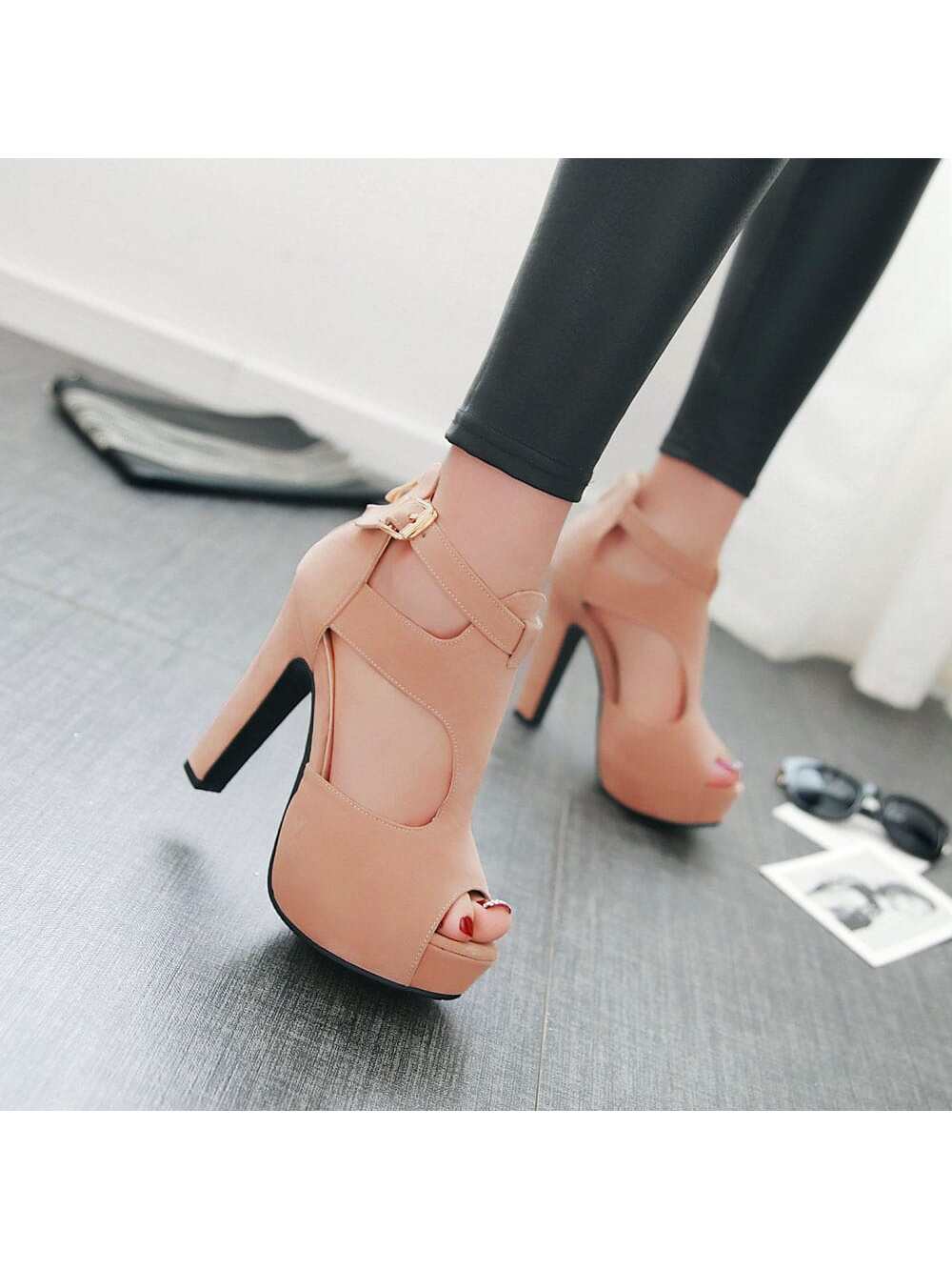 High Waterproof Platform & Velvet Stiletto Heel & High Heel Fashionable Women's Sandals, Suitable For Work And Leisure, Wedges & Shoes