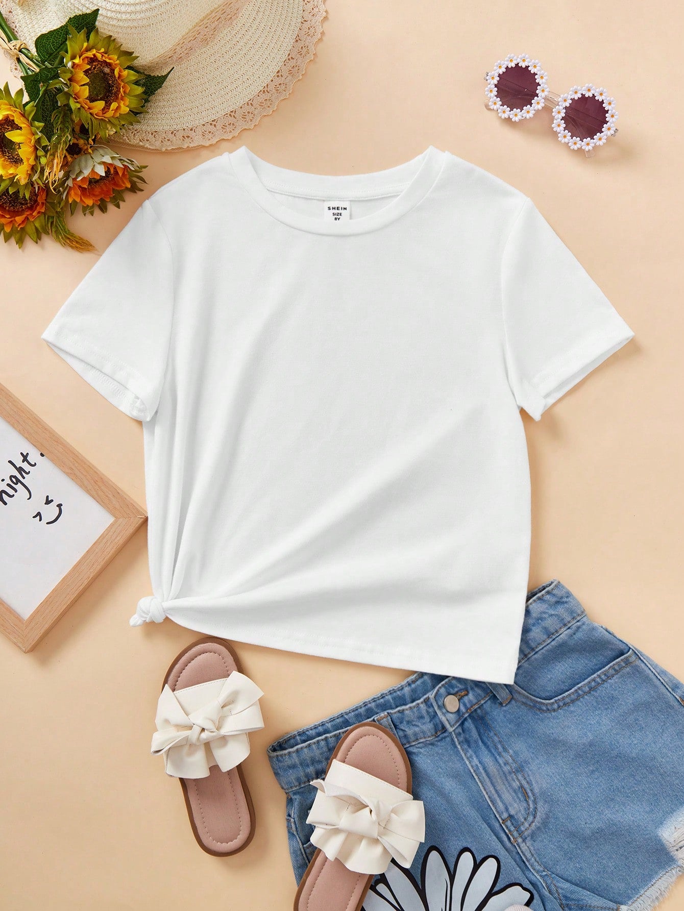 Tween Girls' Casual Letter & Car Print Short Sleeve T-shirt, Suitable For Summer