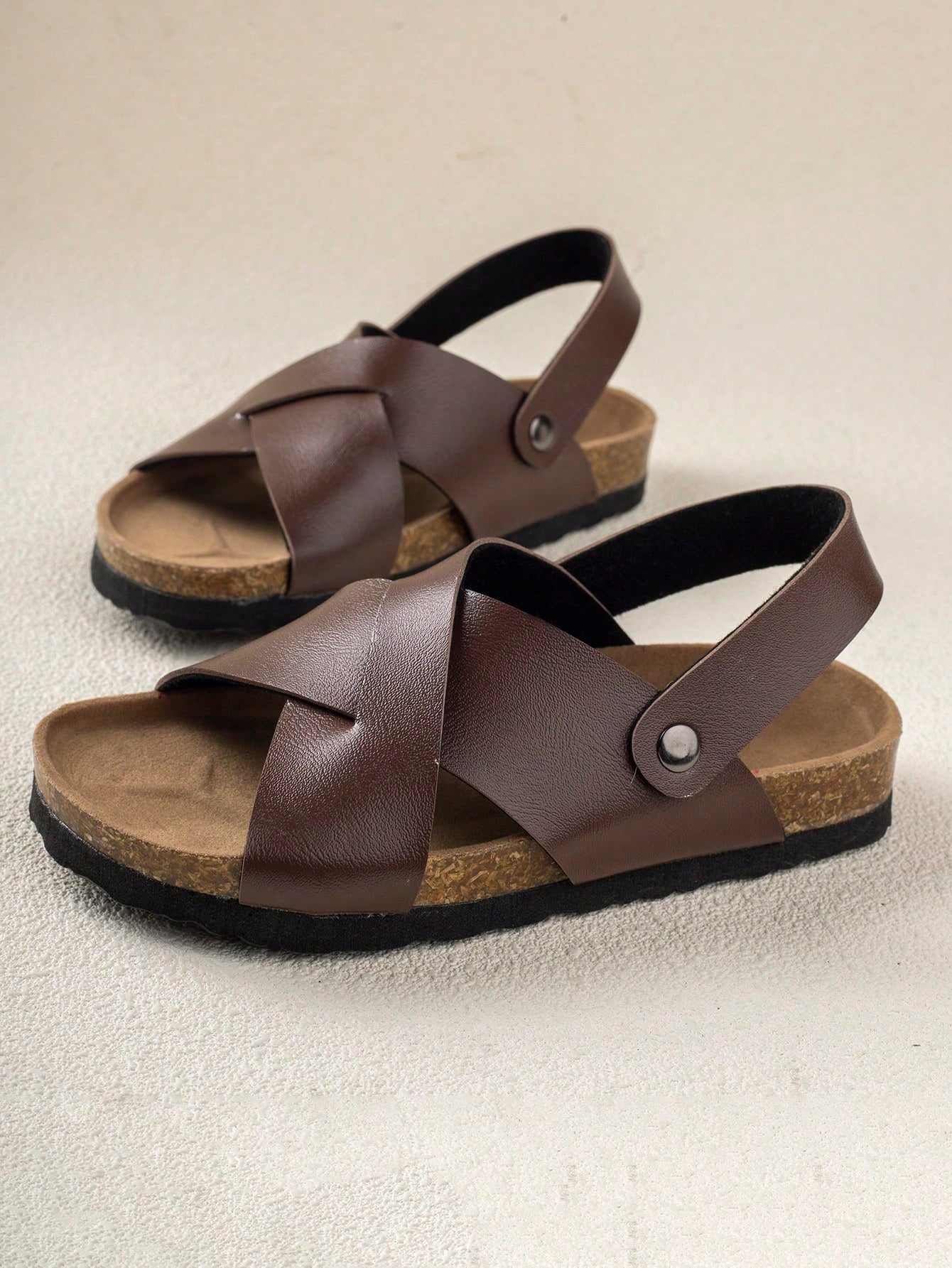 Boys Cross Slingback Sandals For Outdoor Rust Brown Boys