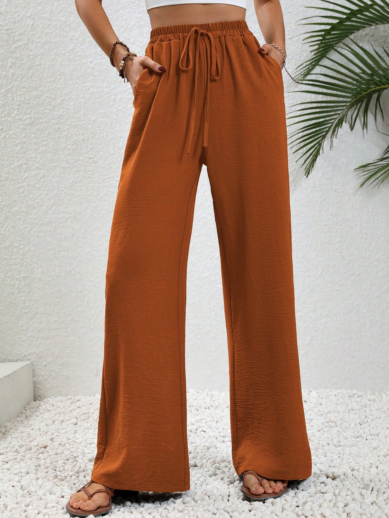 Women's Tie-waist Pants With Pockets