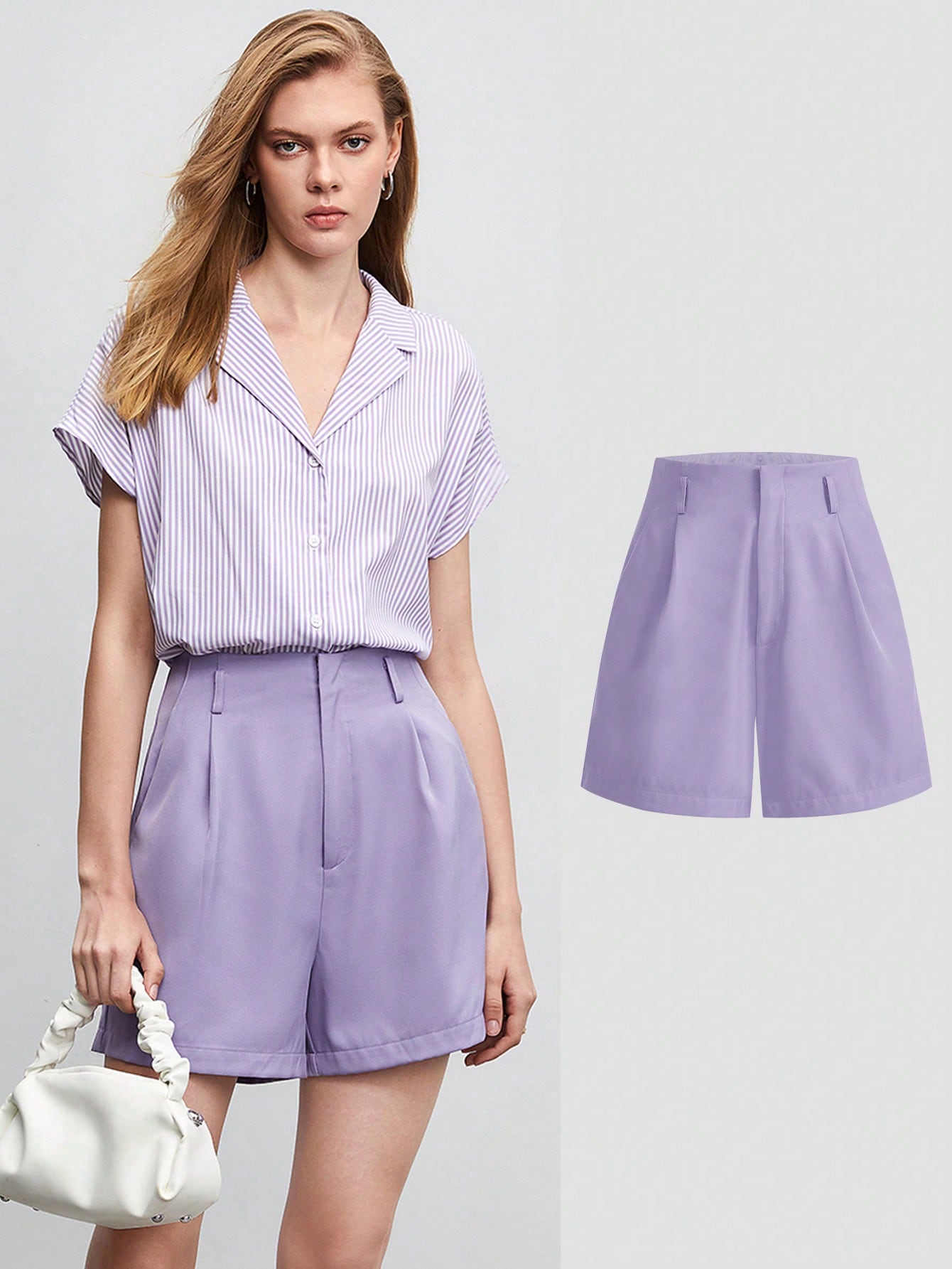 Ladies' Fashionable Simple Solid Color Shorts, Suitable For Daily Wear In Summer